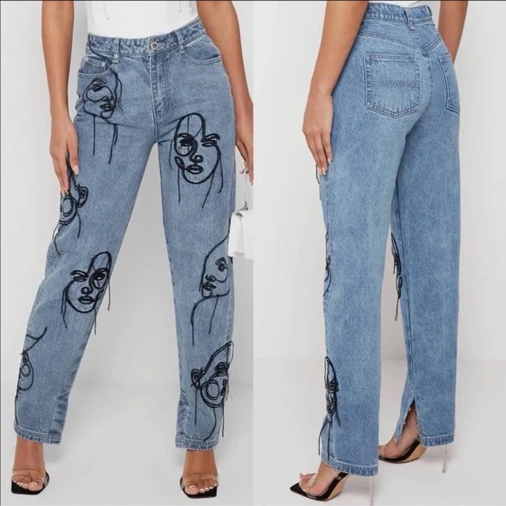 Maniere de Voir Line Art Boyfriend Jeans
